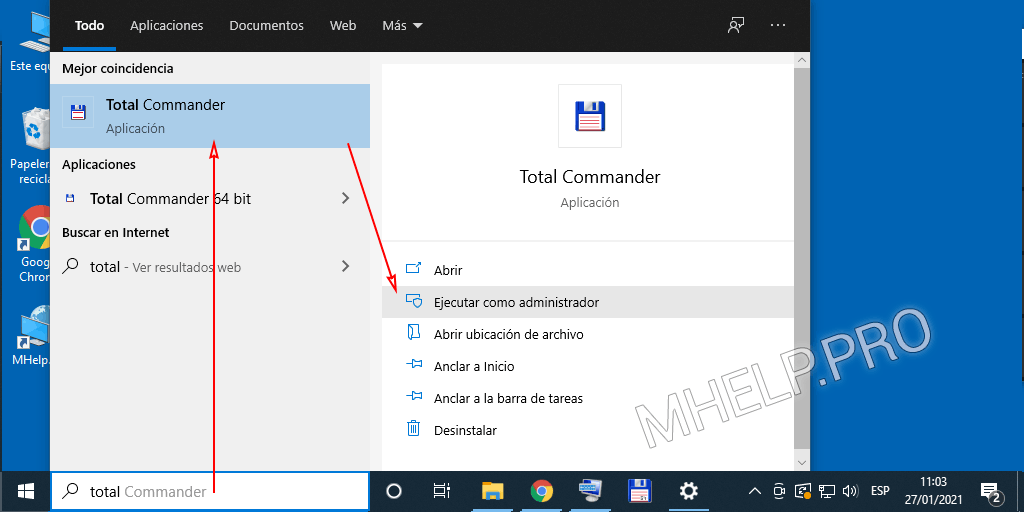 Utilice Windows 10 Search para ejecutar el programa con derechos de administrador completos