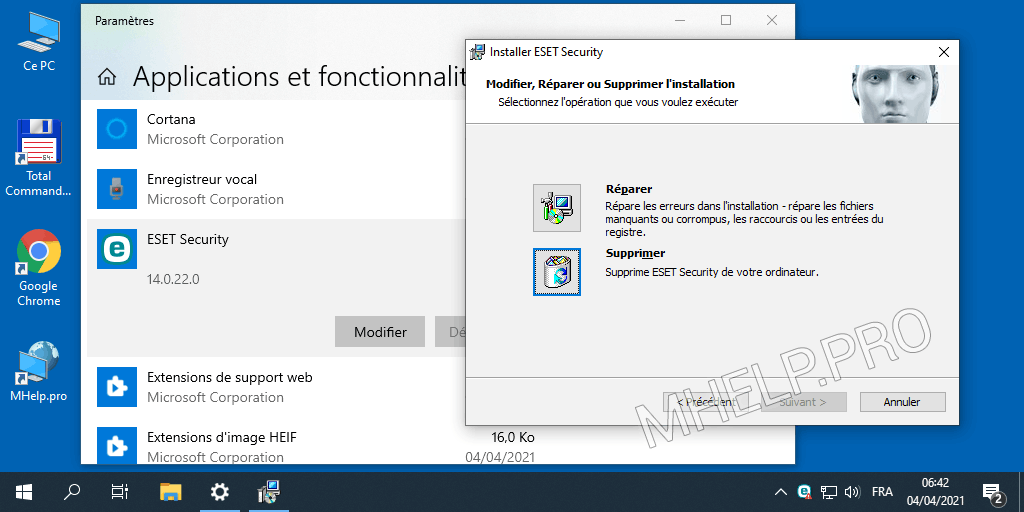 Comment supprimer Eset NOD32 Antivirus (Internet Security) Désinstallation standard de Windows 10