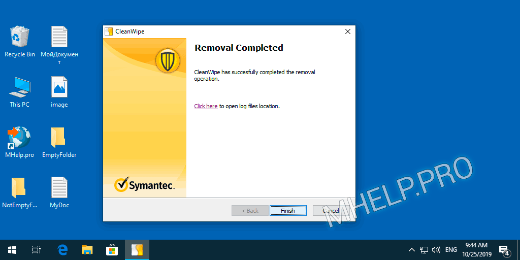 CleanWipe Symantec Endpoint Protection removal completed