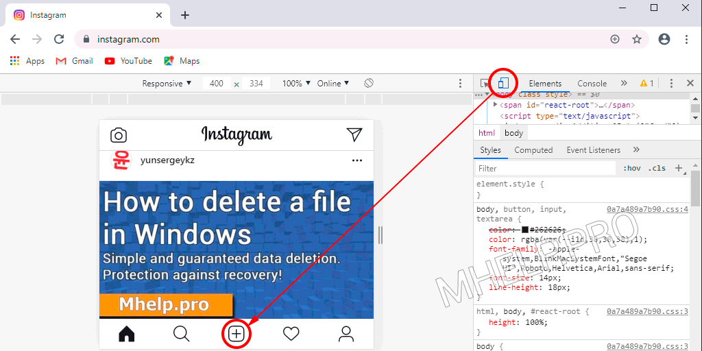 how to post on ig pc