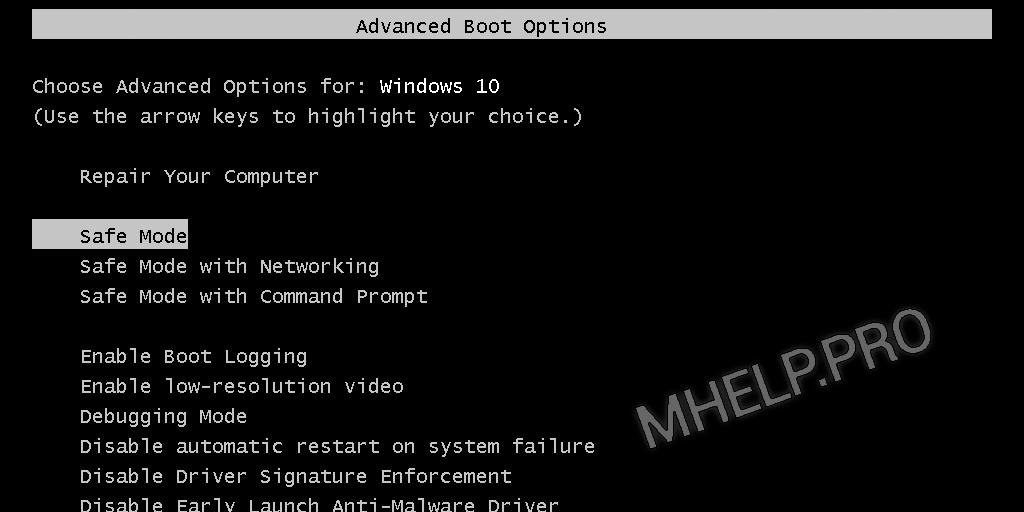 Advanced boot options Windows (10, 8, 7)