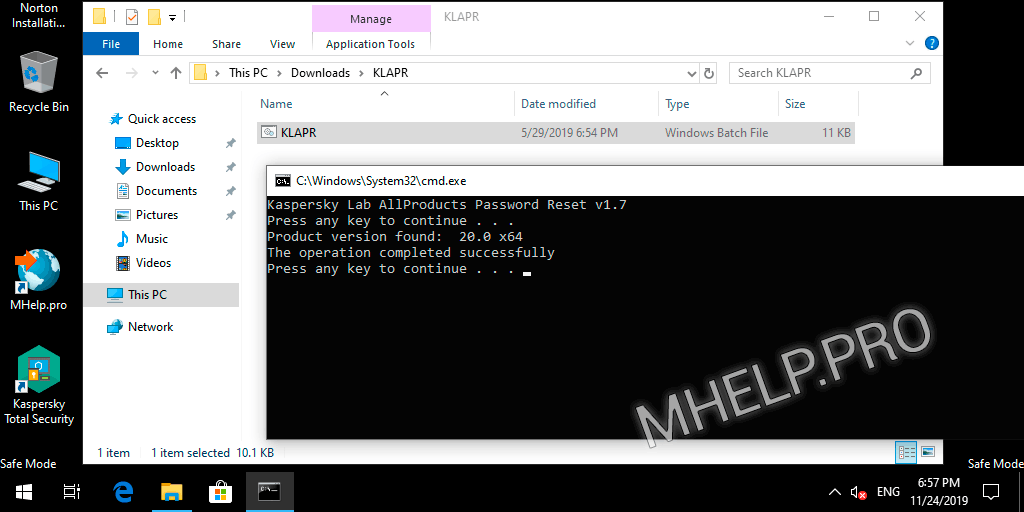 kaspersky virus removal tool command line parameters