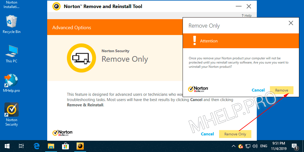 norton remove and reinstall tool for windows 10