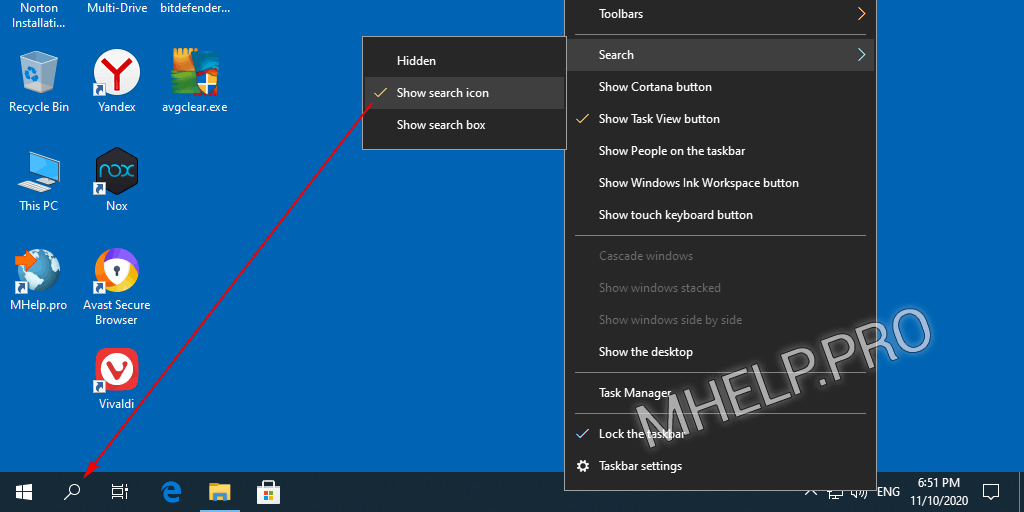 How To Show Hide And Resize The Search Panel In Windows 10