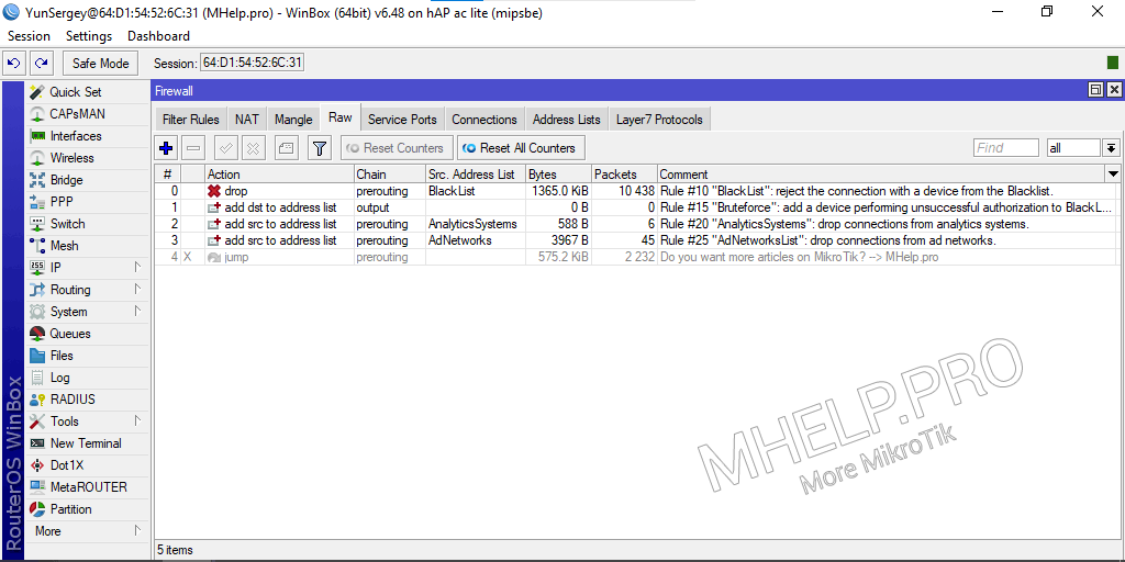 mikrotik basic firewall