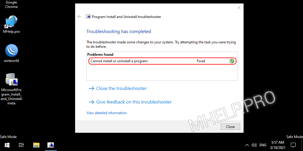 Removing NOD32 Antivirus Using Microsoft Program Install and Uninstall