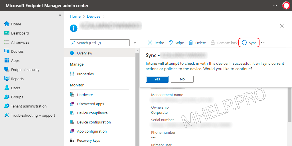 Microsoft Intune policy enforcement on using Microsoft Endpoint Manager